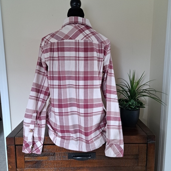 Frank & Oak Plaid Shirt Women's Small Flannel Button Up Top Pink Off White NWT - Picture 3 of 12